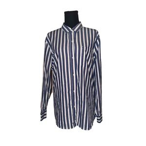 Gap Women's XXL Blue White Striped Long Sleeve Button Down Shirt Plus Size NWT